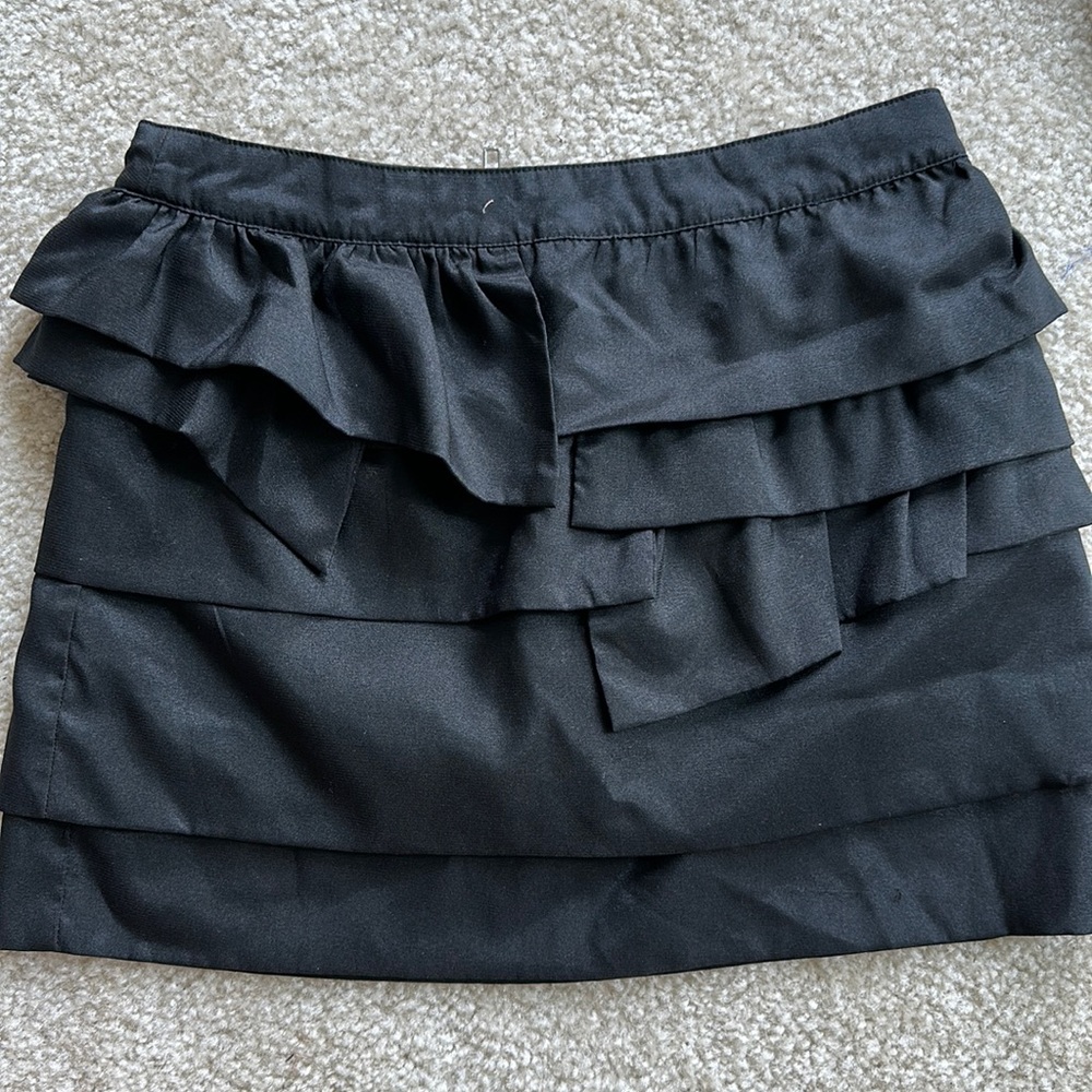 Black layered mini skirt